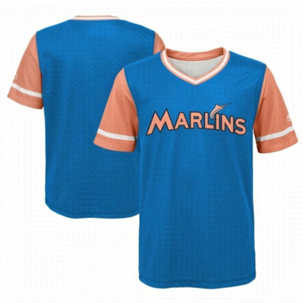 MIAMI Marlins Youth Baseball Team Jersey Blue & Orange Baseball Team T-Shirt Top
